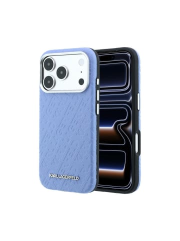 COFI 1453 Karl Lagerfeld Grained Allover Logo Metal iPhone 18 Pro / 17 in Blau