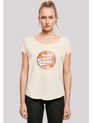 F4NT4STIC Long Cut T-Shirt Mothers Day Mama Vibes Vintage Inspired Motherhood in Whitesand