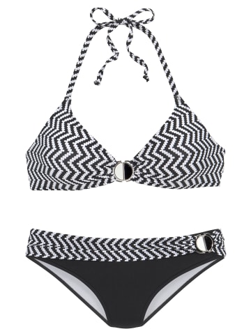JETTE Triangel-Bikini in schwarz-weiß