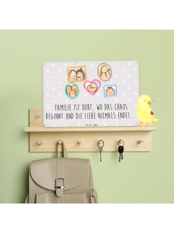 Mr. & Mrs. Panda Blechschild Igel Familie mit Spruch in Grau Pastell