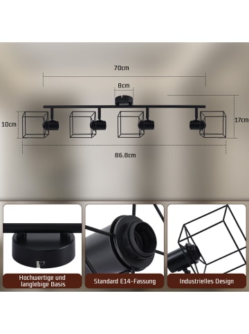 ZMH Deckenleuchte in schwarz 4-flammige E14 Schwenkbar Modern Deckenspot