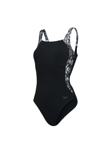 Speedo Shaping LunaLustre Badeanzug mit verstellbaren Trägern in Schwarz