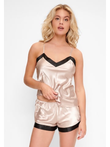 Linga Dore top + Short Satin in Champagne/ black