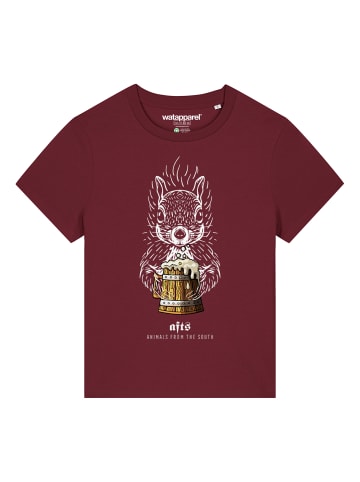 wat? Apparel T-Shirt [#afts] Eichhörnchen in Weinrot