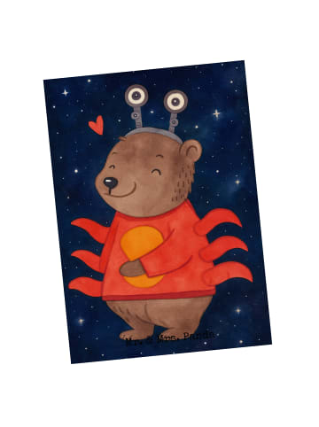 Mr. & Mrs. Panda Postkarte Krebs Astrologie Design ohne Spruch in Weiß