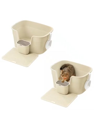 Feandrea 2er-Set: Katzentoilette in Sandbeige - (B)76 x (H)33 x (T)64 cm