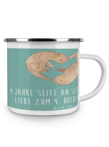 Mr. & Mrs. Panda Camping Tasse 4. Hochzeitstag Seidenhochzeit mi... in Meeresbrise