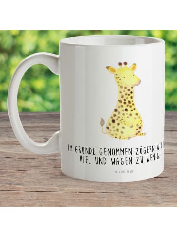 Mr. & Mrs. Panda Camping Tasse Giraffe Zufrieden mit Spruch in Weiß