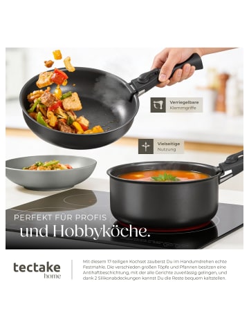 tectake Küchenstarterset aus Steingut mit Glasur, hitzebeständig und kratzfest