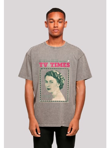 F4NT4STIC Oversize T-Shirt TV Times Queen Elizabeth II 1957 Cover in Asphalt