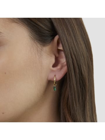 s.Oliver Creolen Green Stone in gold