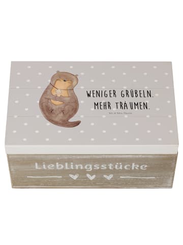 Mr. & Mrs. Panda Geschenkbox Otter Muschel mit Spruch in Grau Pastell