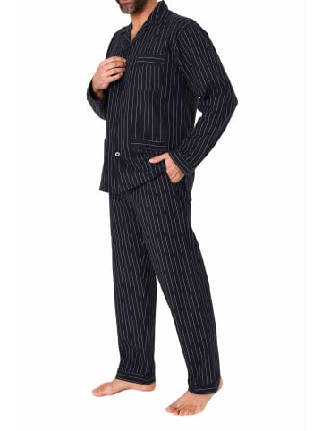 NORMANN langarm Schlafanzug Pyjama gewebt zum Knöpfen - 80162 in anthrazit