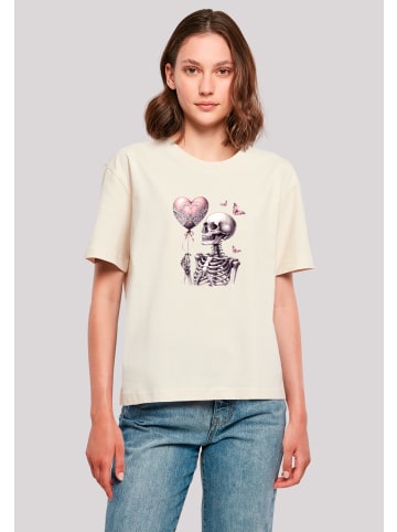 F4NT4STIC Tee Skelett hält Herzballon in Whitesand