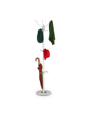 relaxdays Garderobenständer in Weiß - (H)176,5 x Ø 36,5 cm