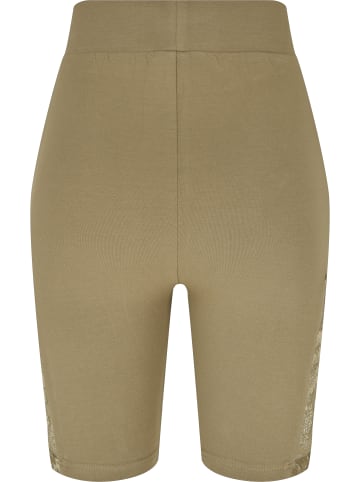 Urban Classics Urban Classics Damen Ladies High Waist Lace Inset Cycle Shorts in khaki
