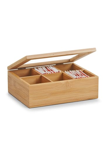 Zeller Teebox aus Bambus, 6 Fächer in Braun, (B) 21 x (H) 7,5 x (L) 16 cm
