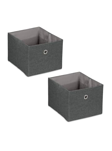 relaxdays 2 x Aufbewahrungsbox in Dunkelgrau - (B)20,5 x (H)16 x (T)25 cm