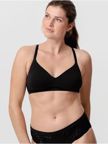 Erlich Textil  Amela bügelloser Multifunktions-Träger BH große Cups starker Halt aus Bio-Baumwolle - verstellbare Träger in schwarz