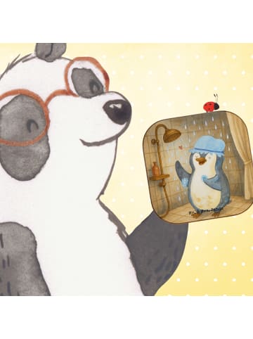 Mr. & Mrs. Panda Untersetzer Pinguin Duschen Design ohne Spruch in Weiß