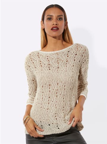 creation L Ajourpullover in sand-ecru