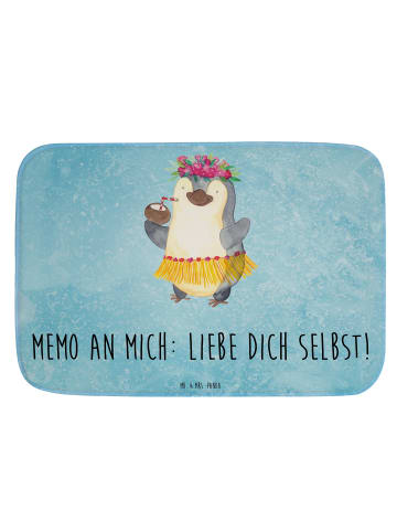 Mr. & Mrs. Panda badezimmermatte Pinguin Kokosnuss mit Spruch in Eisblau