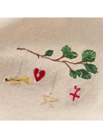 IB Laursen Stoffserviette TRADITION Natur KIEFERNZWEIG mit WEIHNACHTSSCHMUCK