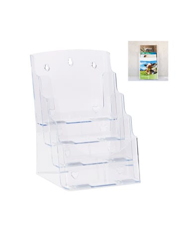 relaxdays 2x Prospekthalter in Transparent - DIN A4