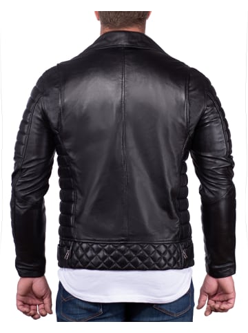 Reichstadt Herren Slim Fit Kunstleder Jacke Silver Zipper in Black