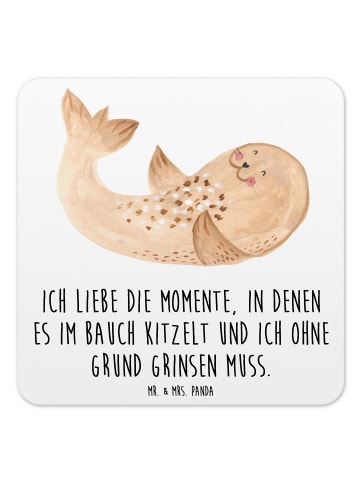 Mr. & Mrs. Panda Untersetzer Kunststoff Robbe Liegen mit Spruch in Weiß