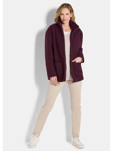 GOLDNER Teddyjacke Stilvolle Kurzjacke mit Stehkragen in aubergine