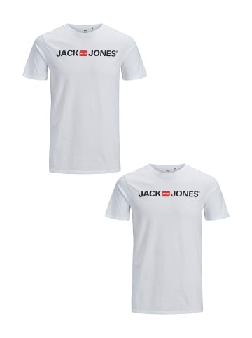 Jack & Jones 2er-SET Kurzarm T-Shirt Plus + Size CREW NECK in Weiß-2