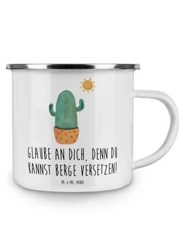 Mr. & Mrs. Panda Becher Emaille Selbstvertrauen stärken mit Spruch in Weiß