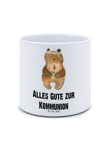 Mr. & Mrs. Panda Pflanzenkübel groß Bär Kommunion mit Spruch in Weiß