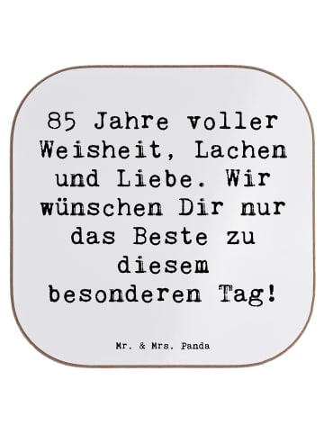 Mr. & Mrs. Panda Bierdeckel Spruch 85. Geburtstag mit Spruch in Weiß