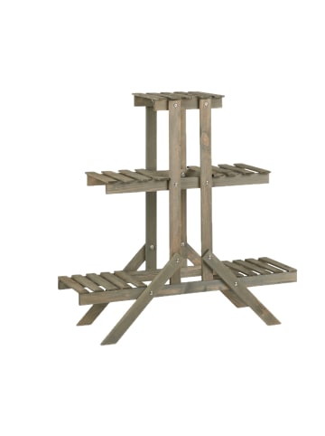 relaxdays Blumentreppe in Grau - (B)83 x (H)83 x (T)28 cm