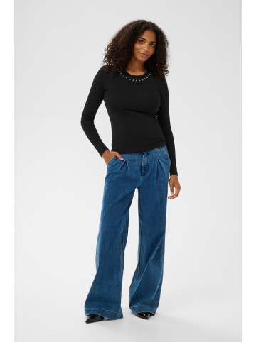 Kaffe Kurzarm-Bluse KAmarty Slim fit in Black Deep