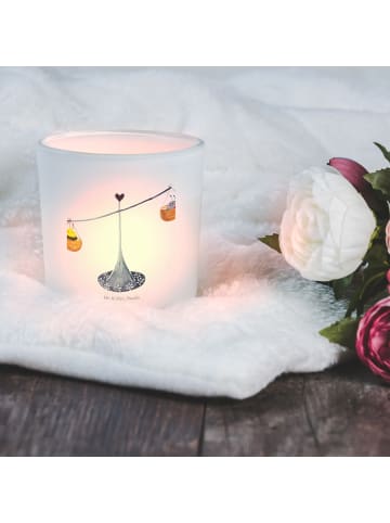 Mr. & Mrs. Panda Windlicht aus Glas Sternzeichen Waage ohne Spruch in Transparent