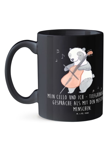 Mr. & Mrs. Panda Trinkbecher ViolonZeichenllo Gespräche mit Spruch in Schwarz