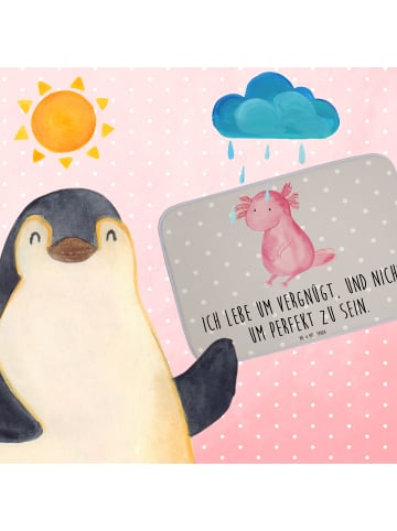 Mr. & Mrs. Panda Badteppich Axolotl Niedlich mit Spruch in Grau Pastell