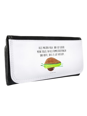 Mr. & Mrs. Panda Damen Portemonnaie Avocado Yoga mit Spruch in Weiß
