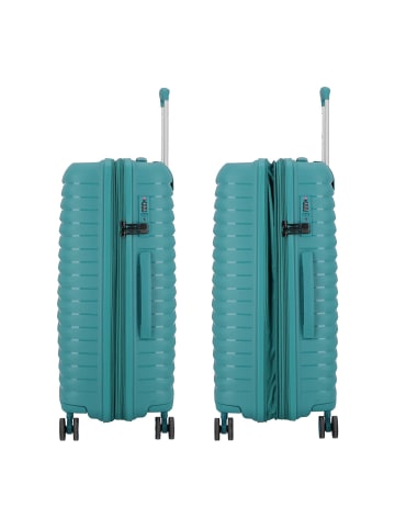 D&N Travel Line 4500 4 Rollen Trolley M 65 cm mit Dehnfalte in petrol