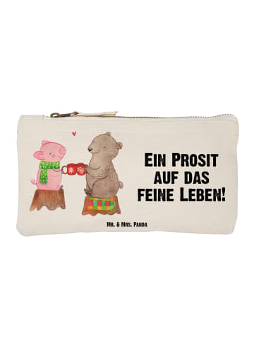 Mr. & Mrs. Panda Kosmetiktasche Glühschwein Sause mit Spruch in Weiß