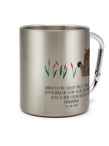 Mr. & Mrs. Panda Outdoor Tasse Otter Stein mit Spruch in Silber