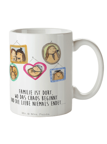 Mr. & Mrs. Panda Kaffeebecher Igel Familie mit Spruch in Weiß