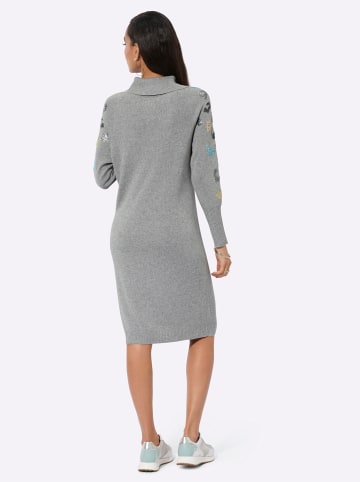 creation L Schurwolle-Viskose-Strickkleid in steingrau-meliert
