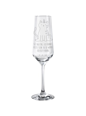 Mr. & Mrs. Panda Sektglas Einhorn Katze mit Spruch in Transparent