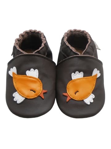 Mepiq Baby-Leder-Laufschuhe, komfortabel mit rutschfester Sohle - Vogelmotiv