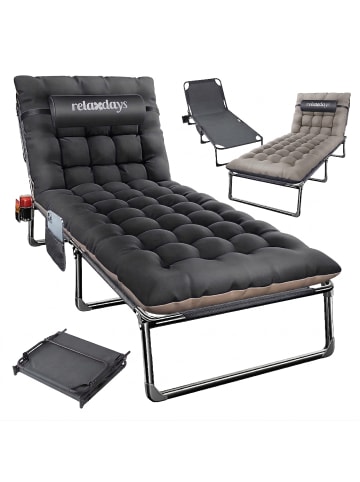 relaxdays Campingbett in Grau - (B)190 x (H)26 x (T)72 cm