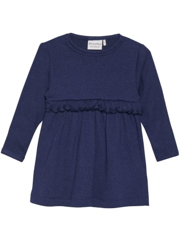 Minymo Kinder-Midikleid "Dress LS Rib" in Blau